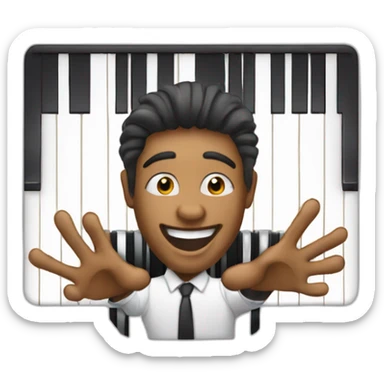 happy pianist with the piano keys in front of him sticker