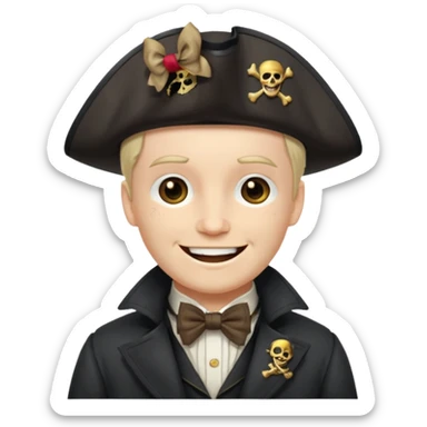 Pirate captain with bow tie under coat sticker