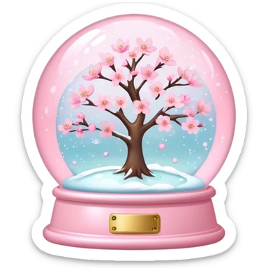 Pastel pink snow globe，Cherry blossom sticker
