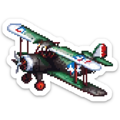 vintage biplane war aircraft sticker