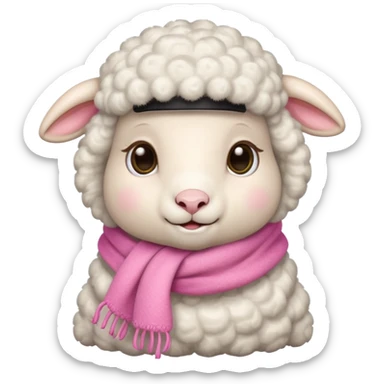 baby sheep with pink scarf sticker
