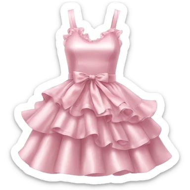 satin soft pink dress with ruffle and with ribbon sticker