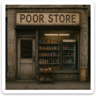 Convenience store named poor store and more sticker