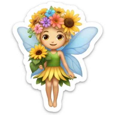 Flower fairy holding flower bouquet  sticker