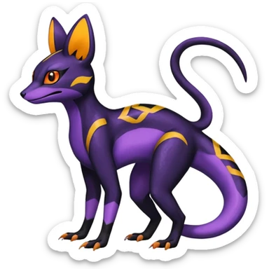 Rare epic aesthetic colorful Salandit-Noibat-Umbreon-Genet-species-Fakemon-hybrid-creature, with markings, full body sticker