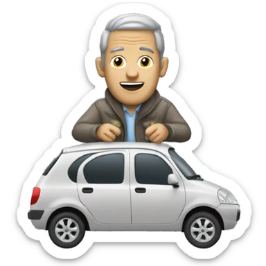 Crazy man driving a gray Citroen saco sticker