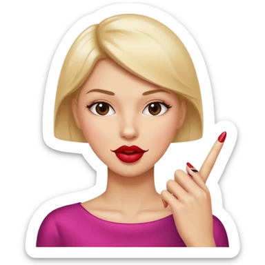 A normal human emoji with nails💅 this emoji but without the nail polish, a female with polished nails 💅, bite one of the index figure sticker
