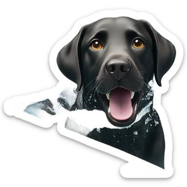 Black lab playing in a pool sticker