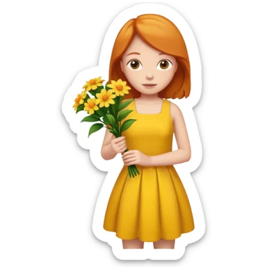 Girl Ginger her yellow dress flowers  sticker