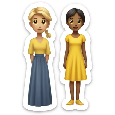 Girl behind woman in yellow dress sticker