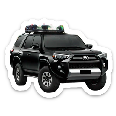 A black Toyota 4Runner with wheels that are black and Christmas lights on top  sticker