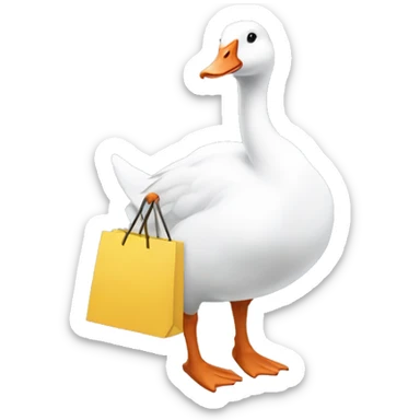 White Goose carrying shopping bag sticker