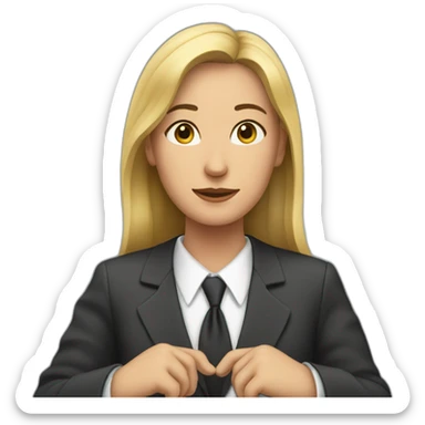 lawyer shows heart by her hands sticker