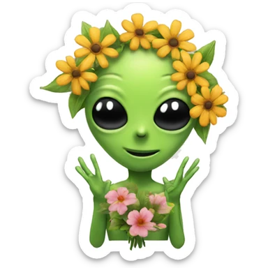 Alien, flowers , peace  sticker