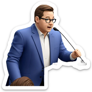 boy in formal attire holding microphone sticker