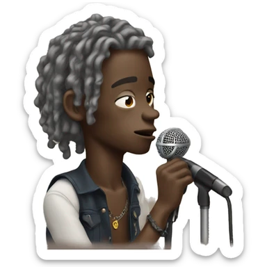 young thug singing into a microphone while sad sticker