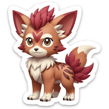 Male cute cool anime-styled Falvie-Fionbri-fantasy-creature-Fakémon-Pokémon, full body, with markings sticker