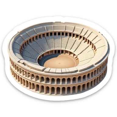 Cinematic Realistic Pula Arena Landmark Emoji, showcasing the ancient Roman amphitheater rendered with detailed weathered stone textures and dramatic lighting. sticker