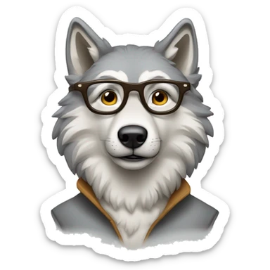 Un loup avec des lunettes carrées  sticker