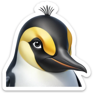 cinematic-adult-emperor-penguin-portrait-emoji,-head-tilted-playfully-and-inquisitively,-with-glossy,-pristine-plumage,-sparkling-eyes-filled-with-curiosity,-simplified-yet-irresistibly-adorable-features, black face sticker