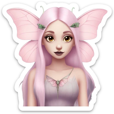 pale pink pretty luna moth goth princess fairy sticker