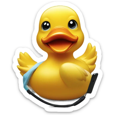 repulsed rubber duck looking at phone sticker