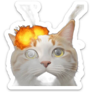 explosion behind a cat sticker