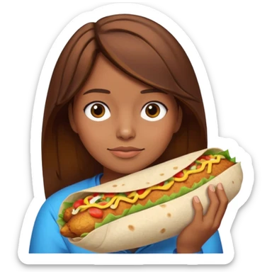 Girl with brown hair "resting chicken burrito face" sticker