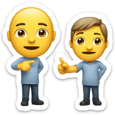 A person pointing at two different objects sticker