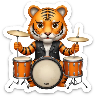 rockstar tiger who plays drumds sticker