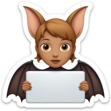 Girl bat holding large blank sign sticker