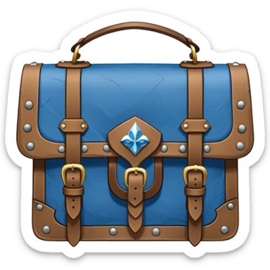 dnd item icon, medieval bag in blue, front view of bag, width and height of image must be equal sticker