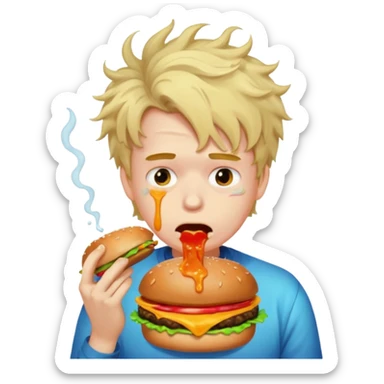 Guy with puking burgers sticker