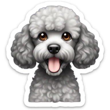 A single Energetic black mini poodle with short hair sticker