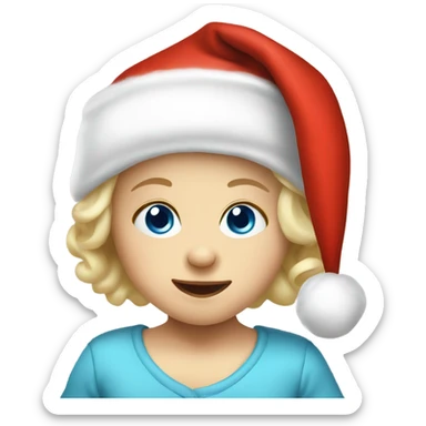 Blonde blue eyed baby wearing Santa hat  sticker
