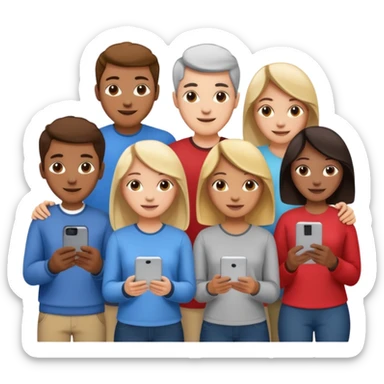 a group of people building a tech project together, looking happy sticker