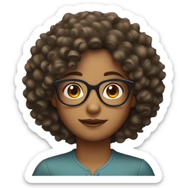 curly hair girl with glasses sticker