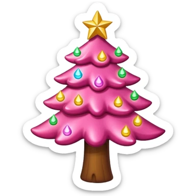Crea un arbol de navidad en color rosa que parezca de caramelo Agrega luces navideñas has que la estrella  de arriba brille sticker