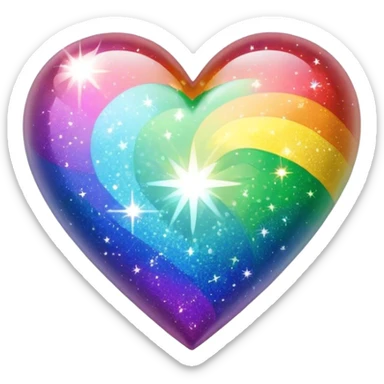 Rainbow sparkle heart sticker