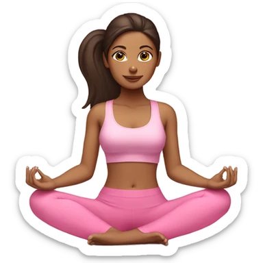 Brunette doing yoga pink outfit  sticker