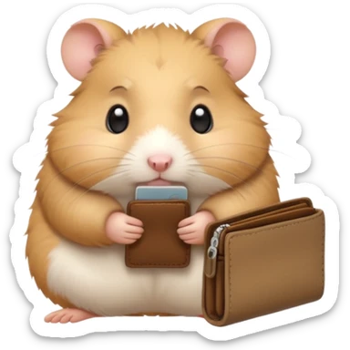 cartoon-style hamster melancholy expression opening his wallet to showcase nothing sticker