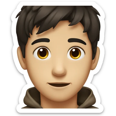 young dark-haired boy in hiding brown eyes sticker
