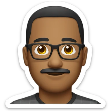 dark skin latino man short hair with glases and moustache with squares shirt sticker