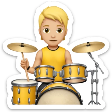drummer with yellow skin at drum kit sticker
