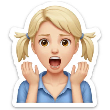 A girl screaming and holding her neck  sticker