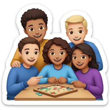 Four friends playing board game sticker