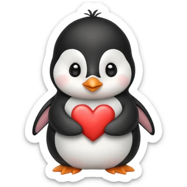 Cute penguin with holding heart sticker