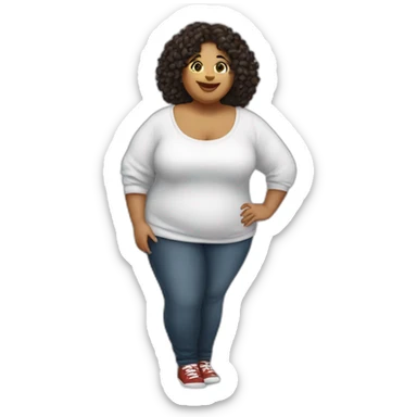 Uma menina branca plus size correndo sticker