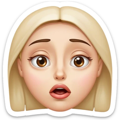 Huge, glossy eyes and slightly downturned lips, begging for something ridiculous. sticker