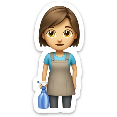 Cleaning girl with brown hair and holding a spray bottle  sticker
